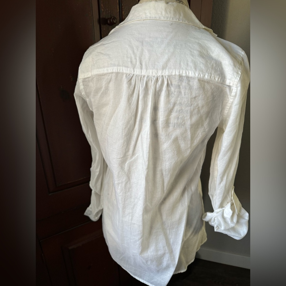 Express Medium 100% Cotton Button Down Ruffled Top - image 7